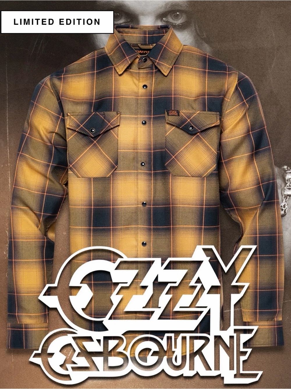 DIXXON Limited Edition Yellow Plaid Men's Ozzy Osbourne Button-Up Shirt